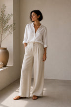 Pantalón de Lino de Tiro Alto