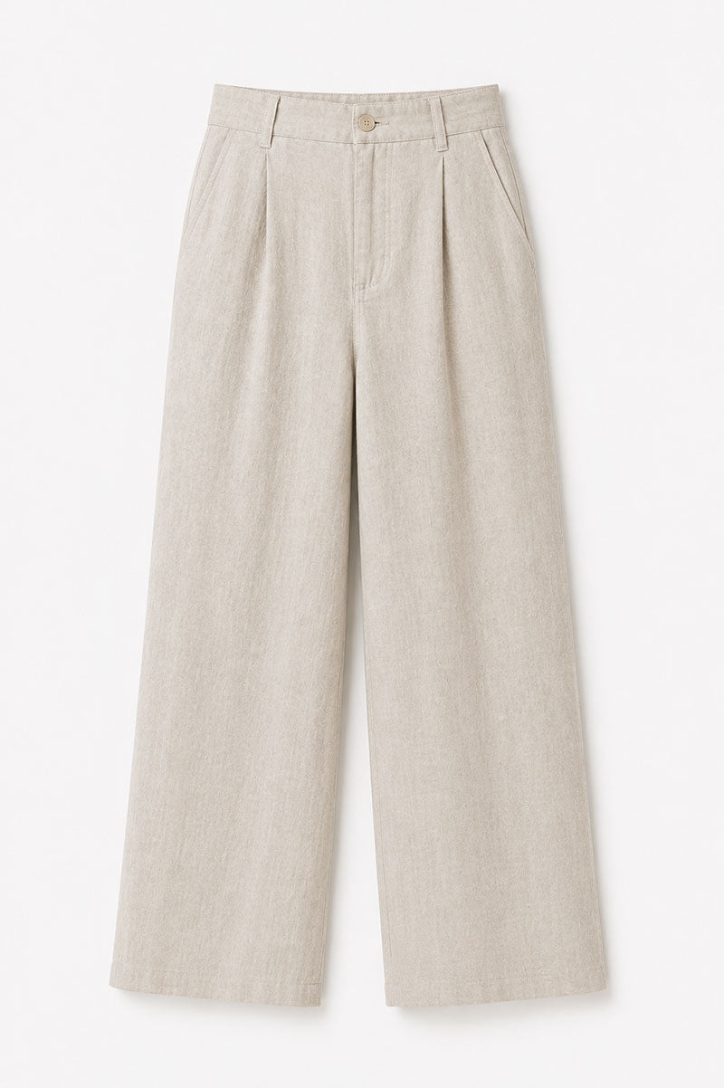 Pantalón de Lino de Tiro Alto