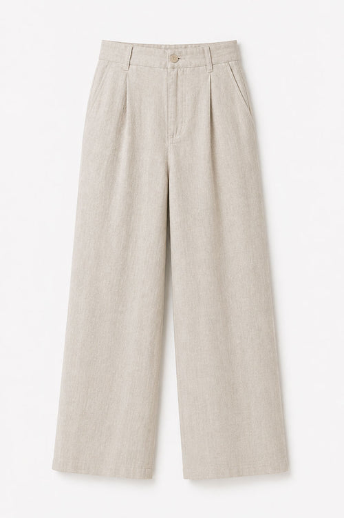 Pantalón de Lino de Tiro Alto